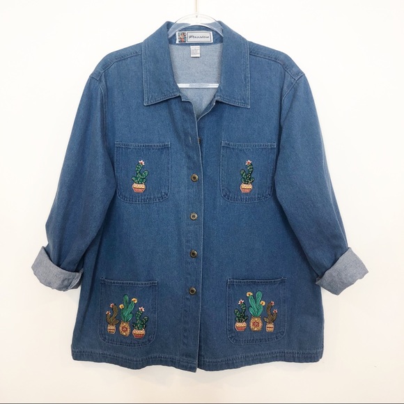 Vintage Jean Cactus Jacket • sz large - Picture 4 of 8